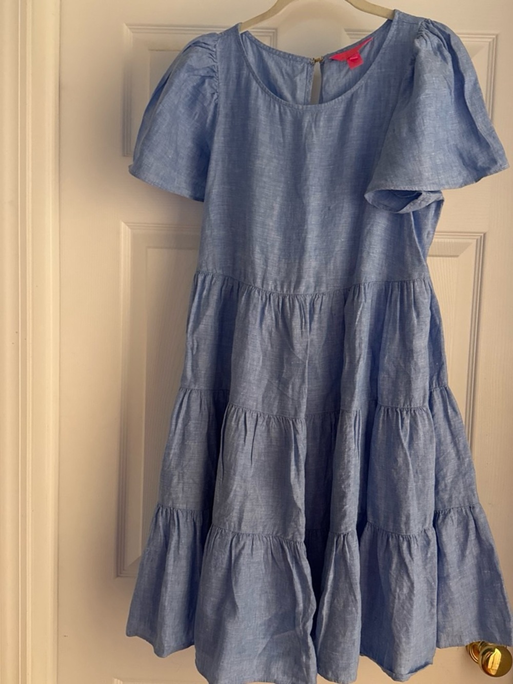 Lilly Pulitzer Blue Tiered Puff Sleeve Dress